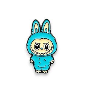 Labubu Smiling Sky Blue Fan Art Enamel Pin Lapel Pin